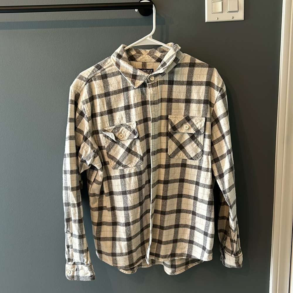 White flannel with grey trim